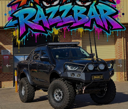 RAZZ BARS ANGRY EYE LOOP EDITION.                                     (For customers who select shipping, bullbars are sent to closest depot for pickup, unless we are informed via text prior to shipping that its a commercial address with a forklift. ☺️