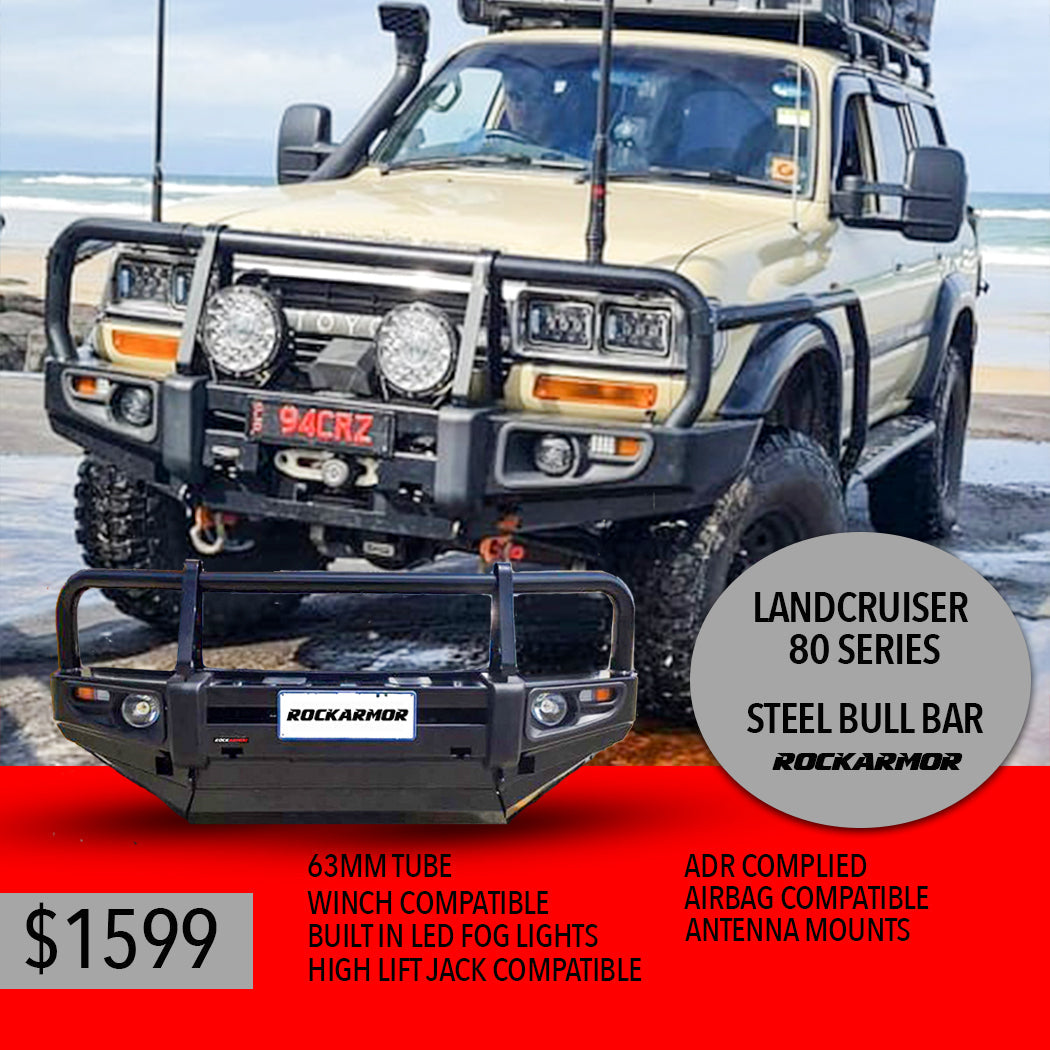 Rockarmor 80 Series Lancruiser Premium Series Steel Bull Bar