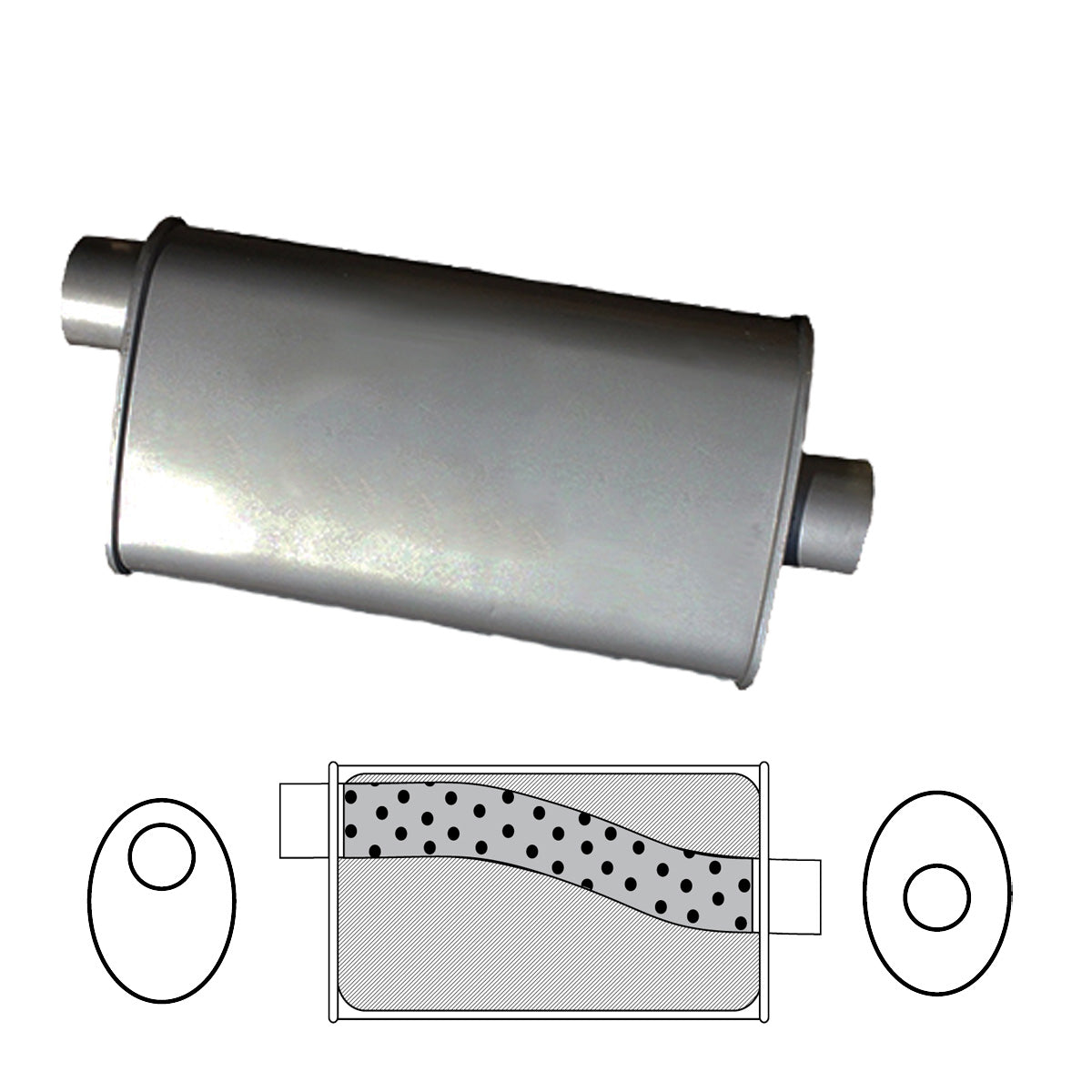 11" x 6" Oval, 16" Long, 2 1/4" Offset/Centre, Megaflow