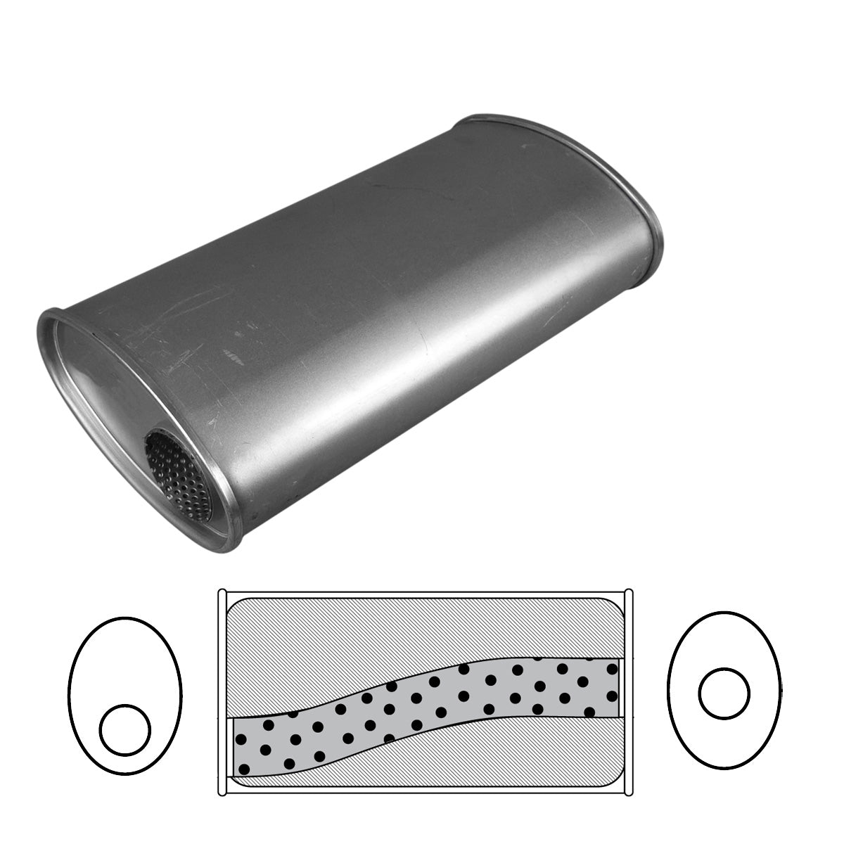 11" x 6" Oval, 18" Long, 3" Offset/Centre, Megaflow