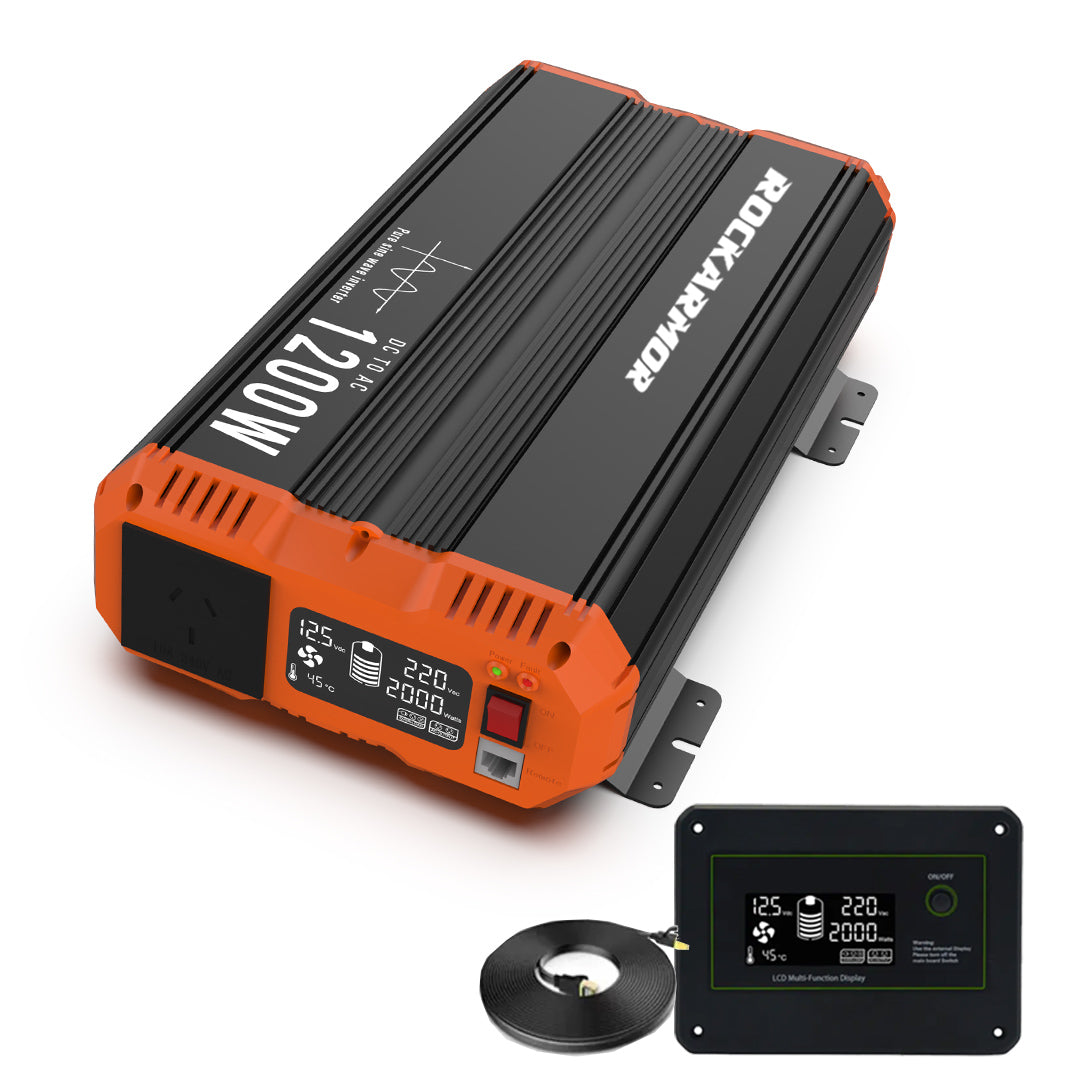 Rockarmor 1200 Watt Pure Sine Wave Inverter 12V DC TO AC