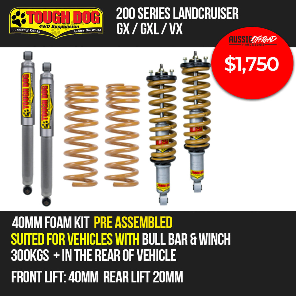 Tough Dog Foam Cell Suspension Kit (Heavy Rear) - 200 Series LC